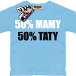 50% mamy 50% taty koszulka dla dziecka - błękitna