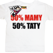 50% mamy 50% taty koszulka dla dziecka - biała