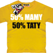 50% mamy 50% taty koszulka dla dziecka - żółta