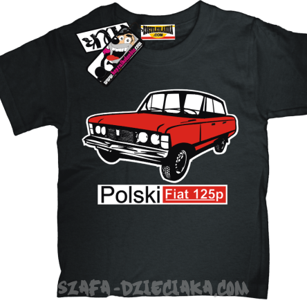 Duży Fiat 125p koszulka dziecięca - czarny