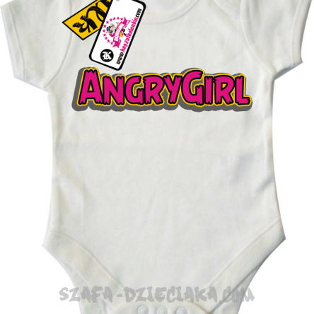Angrygirl - super dziecięce body dla dziewczynki - biały