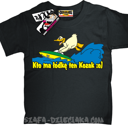 Kto ma łódkę ten kozak bajerancka koszulka dziecięca - czarny