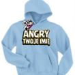 Angry + Twoje imię bluza dziecięca z nadrukiem - błękitny