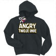 Angry + Twoje imię bluza dziecięca z nadrukiem - czarny