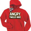 Angry + Twoje imię bluza dziecięca z nadrukiem - czerwony