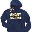 Angry + Twoje imię bluza dziecięca z nadrukiem - granatowy
