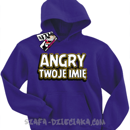 Angry + Twoje imię bluza dziecięca z nadrukiem - fioletowy