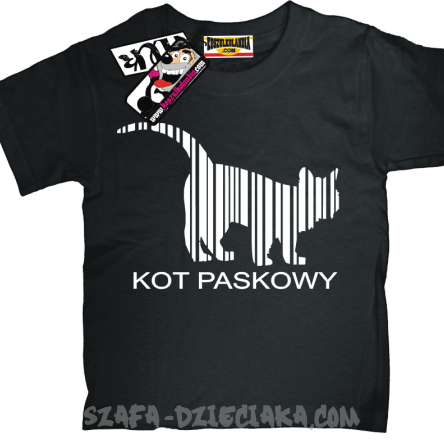 Kot paskowy zabawny dziecięcy tshirt - czarny