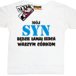 Mój syn będzie łamał serca waszym córkom zabawna dziecięca koszulka z nadrukiem - biały