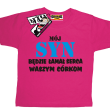 Mój syn będzie łamał serca waszym córkom zabawna dziecięca koszulka z nadrukiem - różowy