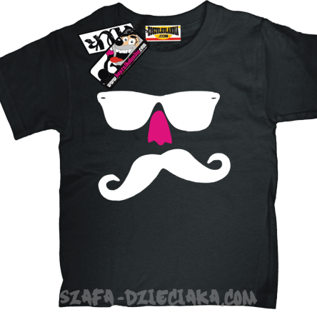 Wąs w okularach z nosem zabawny tshirt dziecięcy - black