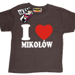 I love Mikołów dziecięca koszulka z nadrukiem - brązowy