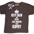 Keep calm and każdy jest królem swojej głupoty koszulka dziecięca - brązowy