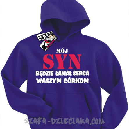 Mój syn będzie łamał serca waszym córkom bluza dziecięca z nadrukiem - fioletowy