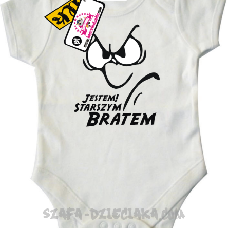 Jestem starszym bratem - body dziecięce z nadrukiem - biały