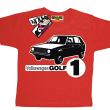 Volkswagen golf1 wyjątkowy tshirt dziecięcy - czerwony