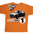 Volkswagen golf1 wyjątkowy tshirt dziecięcy - poarańczowy