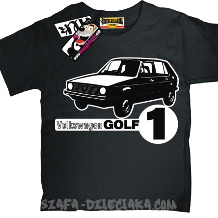 Volkswagen golf1 wyjątkowy tshirt dziecięcy - czarny
