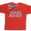 Powered by mleko mamy zabawny dziecięcy tshirt - czerwony
