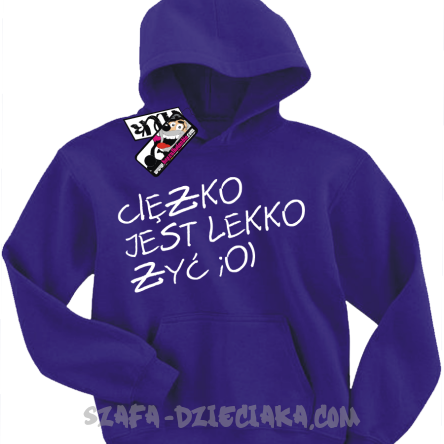 Ciężko jest lekko żyć zabawna dziecięca bluza z kapturem - fioletowy