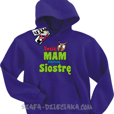 Uważaj mam starszą siostrę świetna bluza dziecięca - purple