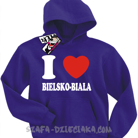 I love Bielsko-Biała bluza dziecięca z kapturem - fioletowy
