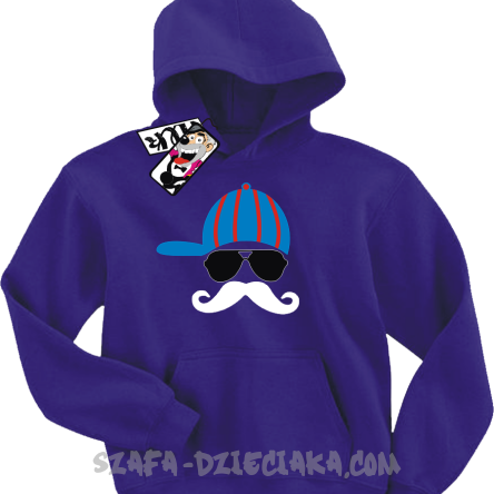Wąsacz w czapce dziecięca bluza z kapturem - purple