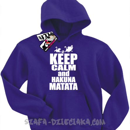 Keep calm and hakuna matata dziecięca bluza z kapturem - fioletowy