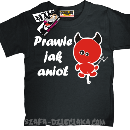 Prawie jak anioł śmieszny tshirt - czarny