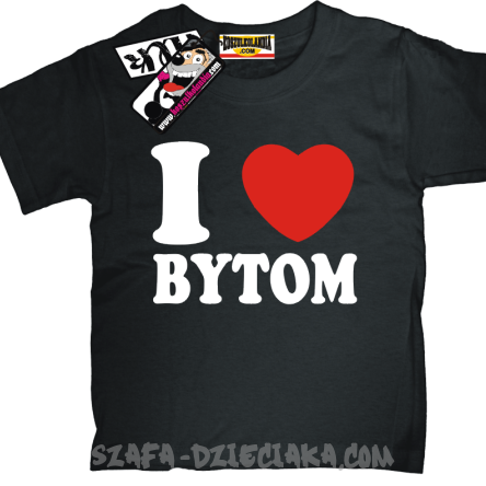 I love Bytom dziecięca koszulka z nadrukiem - czarny