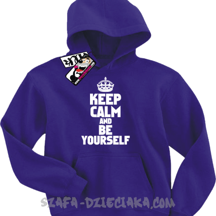 Keep calm and be yourself super bluza z kapturem dla dziecka - fioletowy