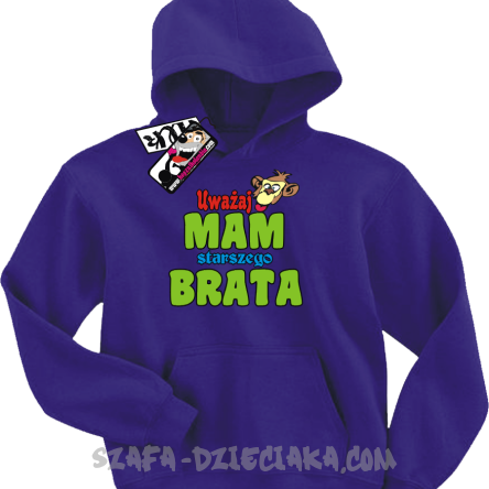 Uważaj mam starszego brata super bluza dziecięca - fioletowy