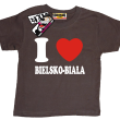 I love Bielsko-Biała dziecięca koszulka z nadrukiem - brązowy