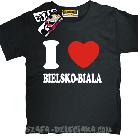 I love Bielsko-Biała dziecięca koszulka z nadrukiem - czarny