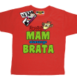 Uważaj mam starszego brata koszulka dla dziecka - czerwona