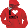 I love Kraków oryginalna bluza dziecięca z nadrukiem - czerwona