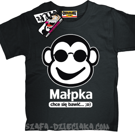 Małpka chce się bawic zabawna koszulka dla dziecka - black
