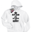 Keep calm and każdy jest królem swojej głupoty zabawna dziecięca bluza z kapturem - biały