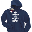 Keep calm and każdy jest królem swojej głupoty zabawna dziecięca bluza z kapturem - granatowy